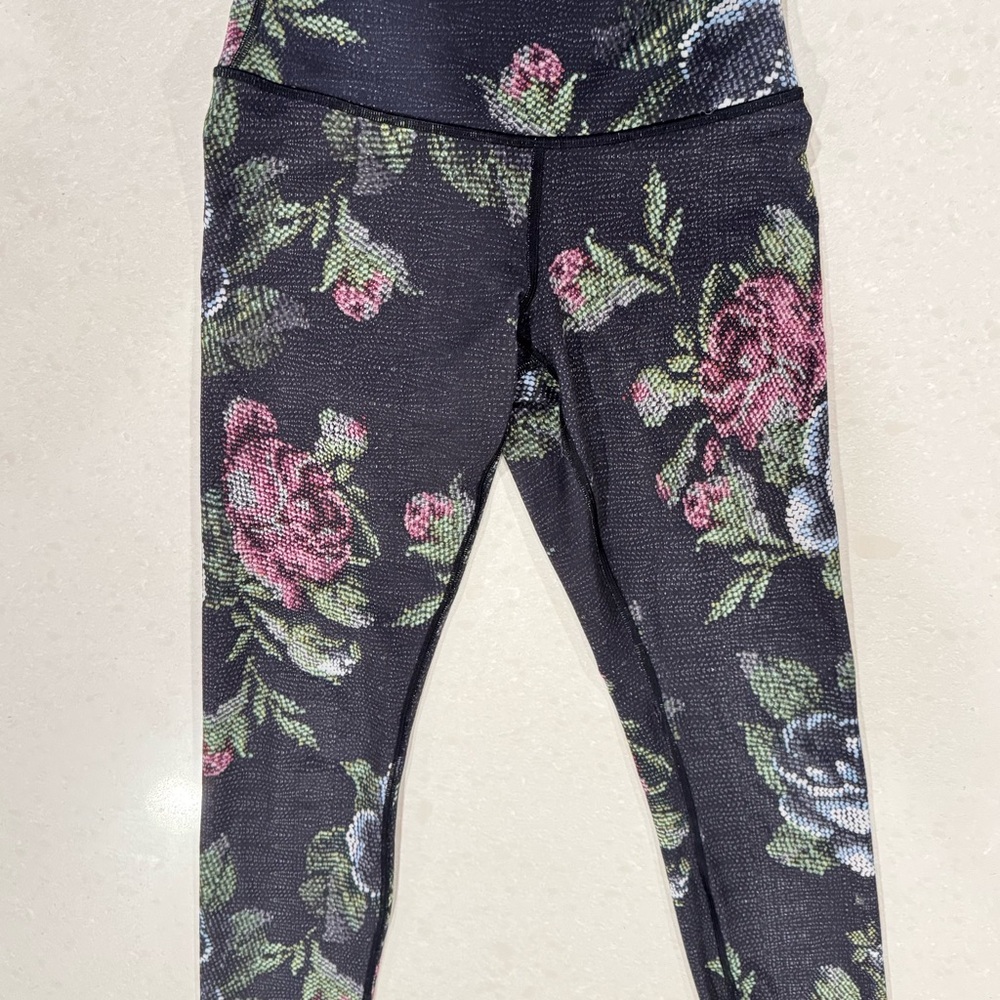 Lululemon Athletica Black Floral Leggings